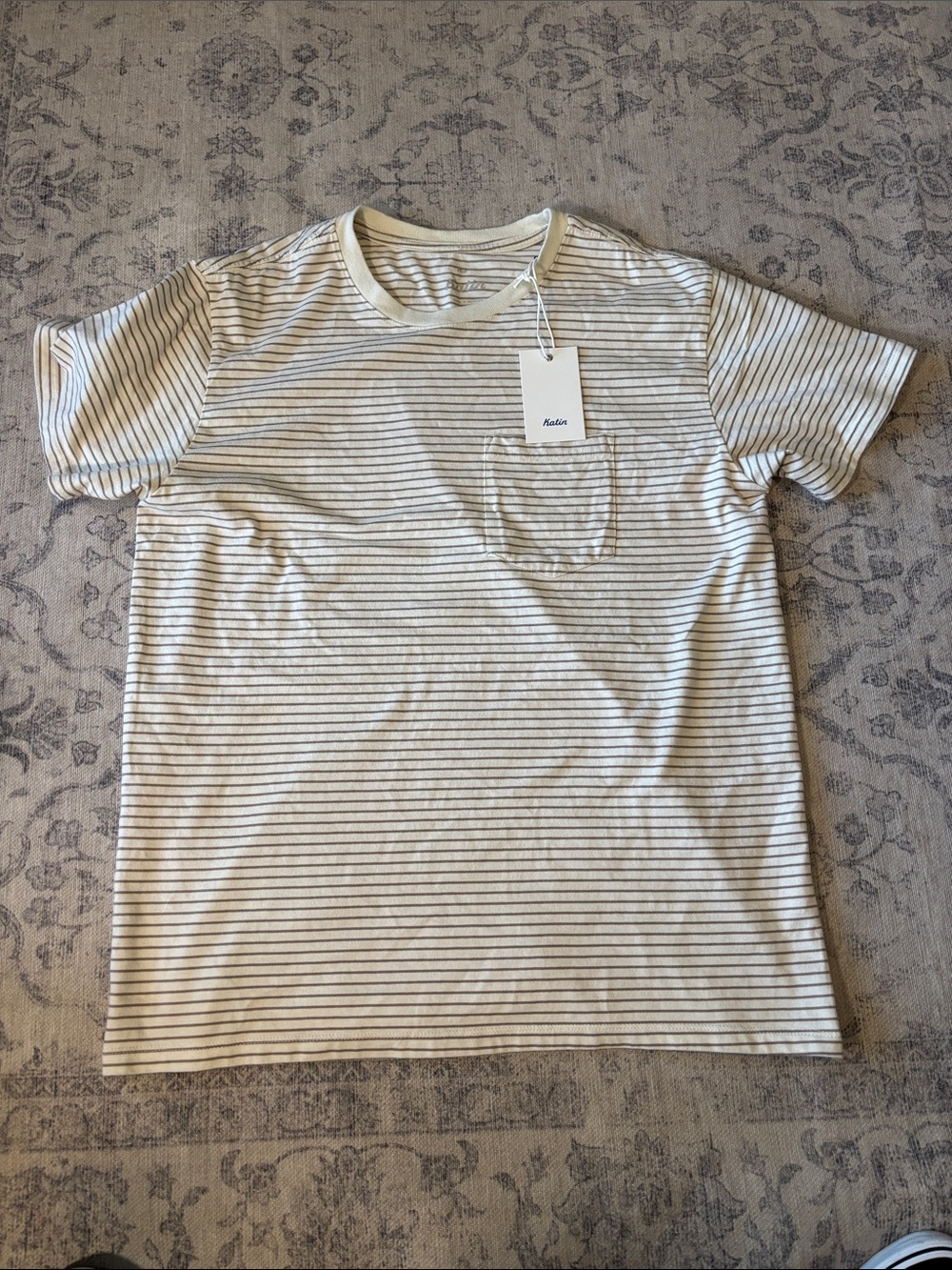 New Katin Men’s Finley Pocket T Shirt - medium - cream/brown